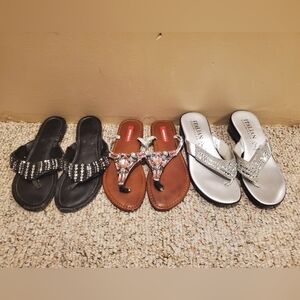 Three Pairs Women's Jeweled Sandals